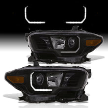 Load image into Gallery viewer, Toyota Tacoma 2016-2023 Factory Style Projector Headlights Black Housing Clear Len Amber Reflector (Models with Factory LED DRL Headlights Only)
