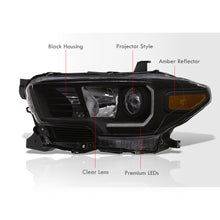 Load image into Gallery viewer, Toyota Tacoma 2016-2023 Factory Style Projector Headlights Black Housing Clear Len Amber Reflector (Models with Factory LED DRL Headlights Only)
