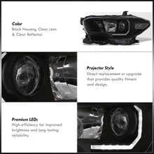 Load image into Gallery viewer, Toyota Tacoma 2016-2023 Factory Style Projector Headlights Black Housing Clear Len Clear Reflector (Models with Factory LED DRL Headlights Only)
