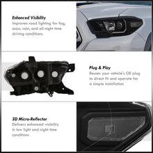 Load image into Gallery viewer, Toyota Tacoma 2016-2023 Factory Style Projector Headlights Black Housing Clear Len Clear Reflector (Models with Factory LED DRL Headlights Only)
