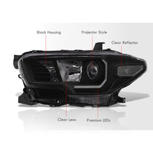 Load image into Gallery viewer, Toyota Tacoma 2016-2023 Factory Style Projector Headlights Black Housing Clear Len Clear Reflector (Models with Factory LED DRL Headlights Only)
