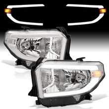 Load image into Gallery viewer, Toyota Tundra 2014-2021 LED DRL Bar Factory Style Headlights Chrome Housing Clear Len Clear Reflector (Halogen Models Only)
