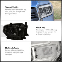 Load image into Gallery viewer, Toyota Tundra 2014-2021 LED DRL Bar Factory Style Headlights Chrome Housing Clear Len Clear Reflector (Halogen Models Only)
