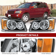Load image into Gallery viewer, TOYOTA Highlander 2001-2003 Headlight Chrome Housing Clear Lens Amber Reflector
