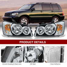 Load image into Gallery viewer, TOYOTA Highlander 2001-2003 Headlight Chrome Housing Clear Lens Clear Reflector
