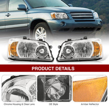 Load image into Gallery viewer, TOYOTA Highlander 04-06 Headlight Chrome Housing Clear Lens Amber Reflector
