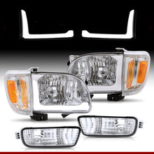 Load image into Gallery viewer, Toyota Tacoma 2001-2004 LED DRL Bar Factory Style Headlights + Bumpers + Corners Chrome Housing Clear Len Amber Reflector
