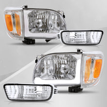 Load image into Gallery viewer, Toyota Tacoma 2001-2004 LED DRL Bar Factory Style Headlights + Bumpers + Corners Chrome Housing Clear Len Amber Reflector
