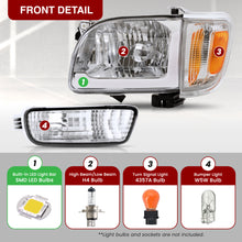 Load image into Gallery viewer, Toyota Tacoma 2001-2004 LED DRL Bar Factory Style Headlights + Bumpers + Corners Chrome Housing Clear Len Amber Reflector
