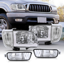 Load image into Gallery viewer, Toyota Tacoma 2001-2004 LED DRL Bar Factory Style Headlights + Bumpers + Corners Chrome Housing Clear Len Clear Reflector
