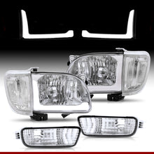 Load image into Gallery viewer, Toyota Tacoma 2001-2004 LED DRL Bar Factory Style Headlights + Bumpers + Corners Chrome Housing Clear Len Clear Reflector
