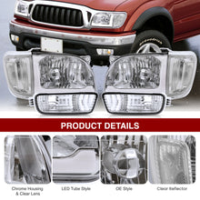 Load image into Gallery viewer, Toyota Tacoma 2001-2004 LED DRL Bar Factory Style Headlights + Bumpers + Corners Chrome Housing Clear Len Clear Reflector
