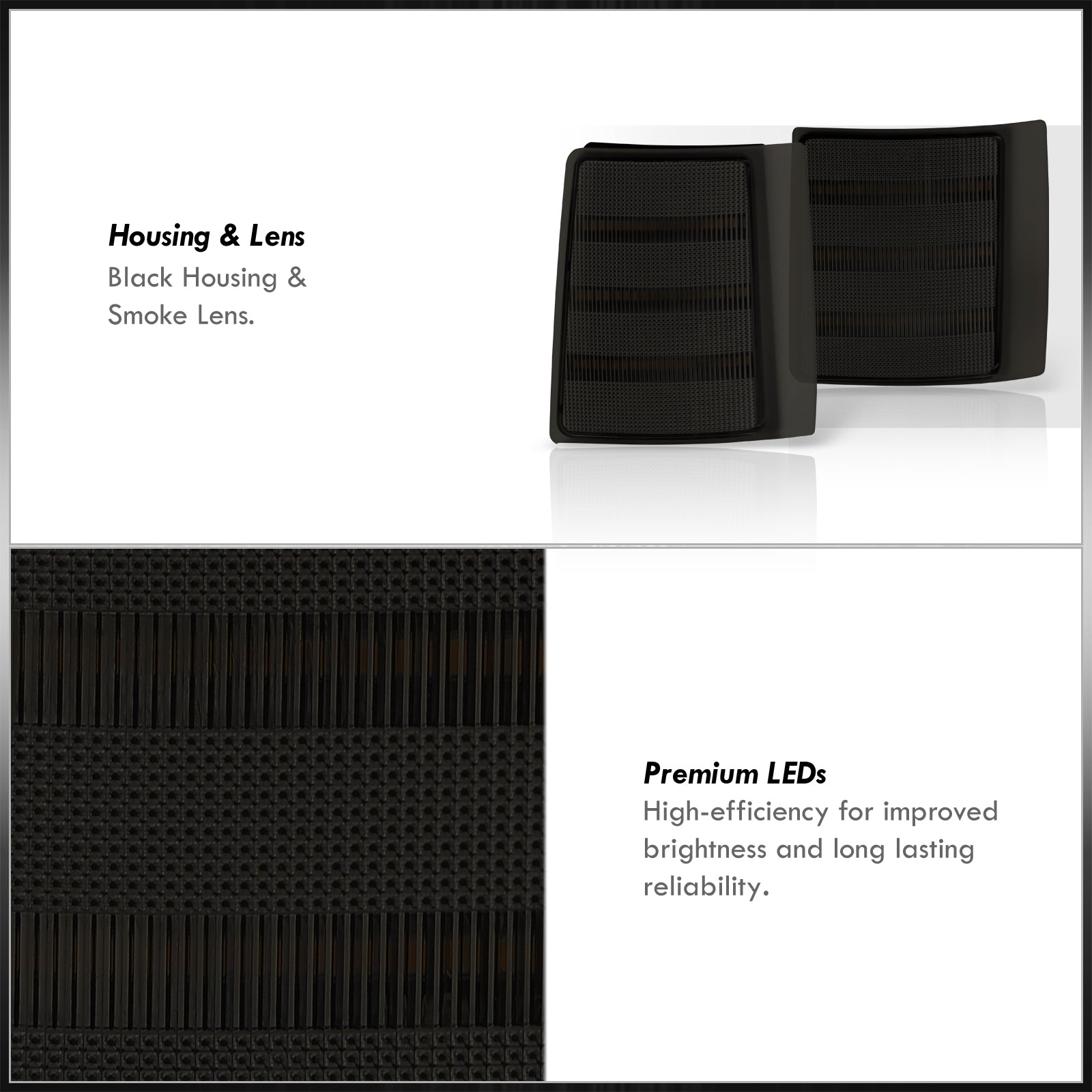 Corner Signal Lights For GMC Chevy 1994-1999 | 4-Piece Clear Lens Black Housing Marker Lamps