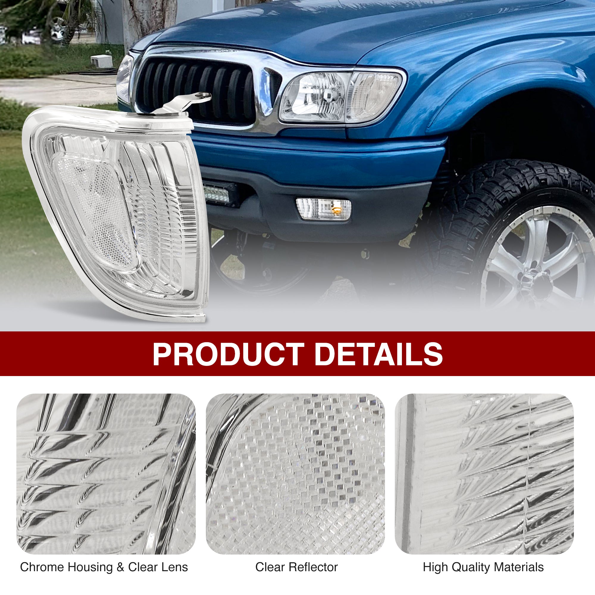 thumbnail image 2 of Brighten The Night: Pair Of Headlight Assemblies For Toyota Tacoma 2001-2004 (Chrome Housing, Clear Lens) 2 of 2