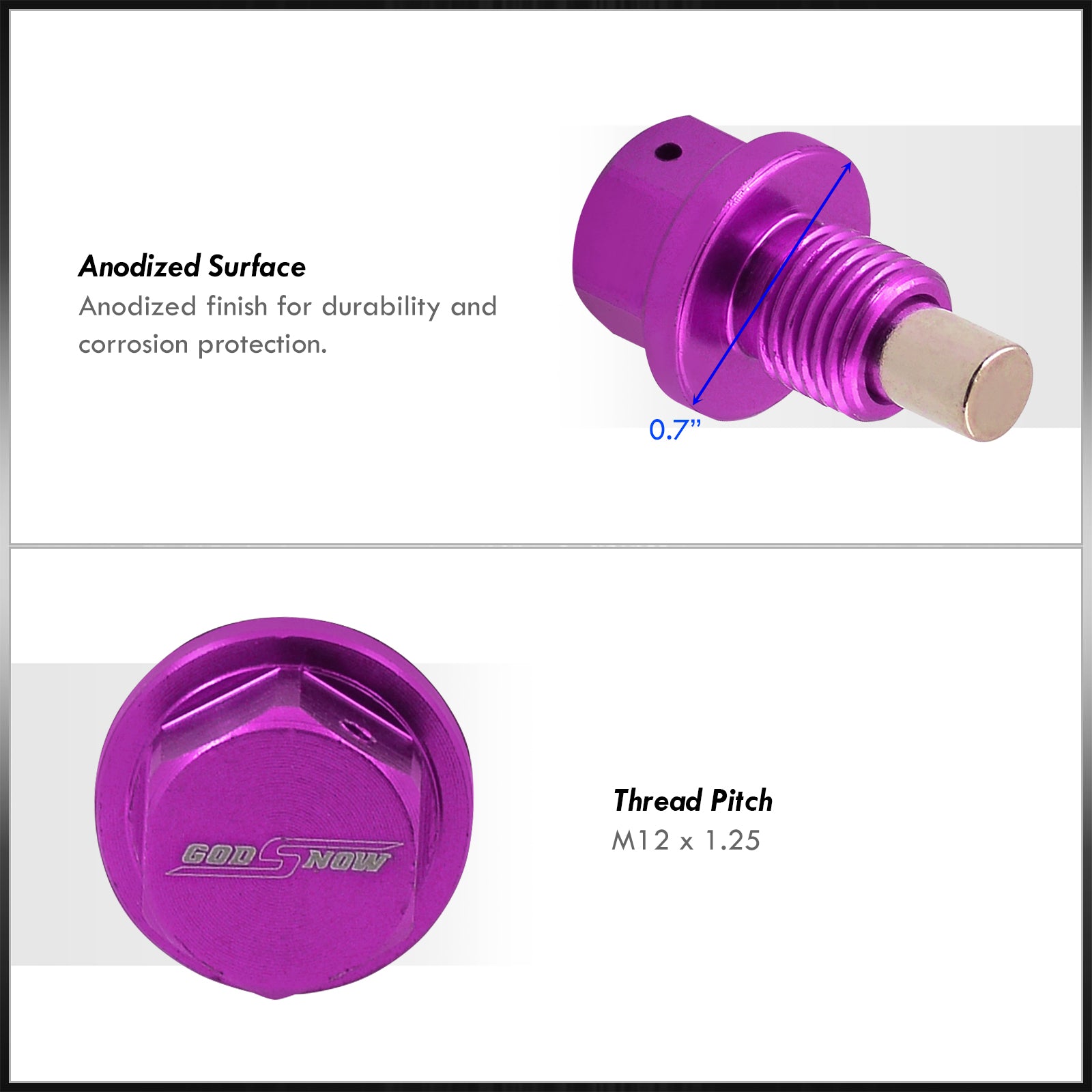 Oil Pan Magnetic Bolt with Gasket M12 x 1.25 Purple for Infiniti