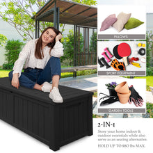 Load image into Gallery viewer, AJP Distributors 120 Gallon Outdoor Storage Box, Rain Waterproof Resin Deck Box, Lockable Large Storage Container for Patio Furniture, Cushions, Garden Tools, Sports Equipment and Pool Supplies Black
