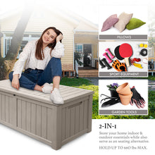 Load image into Gallery viewer, AJP Distributors 120 Gallon Outdoor Storage Box, Rain Waterproof Resin Deck Box, Lockable Large Storage Container for Patio Furniture, Cushions, Garden Tools, Sports Equipment and Pool Supplies Taupe
