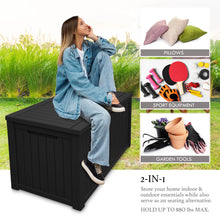 Load image into Gallery viewer, AJP Distributors 180 Gallon Outdoor Storage Box, Rain Waterproof Resin Deck Box, Lockable Large Storage Container for Patio Furniture, Cushions, Garden Tools, Sports Equipment and Pool Supplies Black
