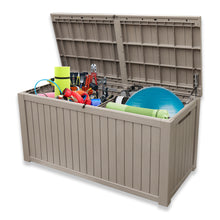 Load image into Gallery viewer, AJP Distributors 180 Gallon Outdoor Storage Box, Rain Waterproof Resin Deck Box, Lockable Large Storage Container for Patio Furniture, Cushions, Garden Tools, Sports Equipment and Pool Supplies Taupe
