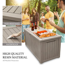 Load image into Gallery viewer, AJP Distributors 180 Gallon Outdoor Storage Box, Rain Waterproof Resin Deck Box, Lockable Large Storage Container for Patio Furniture, Cushions, Garden Tools, Sports Equipment and Pool Supplies Taupe
