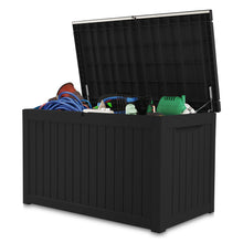 Load image into Gallery viewer, AJP Distributors 230 Gallon Outdoor Storage Box, Rain Waterproof Resin Deck Box, Lockable Large Storage Container for Patio Furniture, Cushions, Garden Tools, Sports Equipment and Pool Supplies Black
