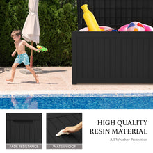 Load image into Gallery viewer, AJP Distributors 230 Gallon Outdoor Storage Box, Rain Waterproof Resin Deck Box, Lockable Large Storage Container for Patio Furniture, Cushions, Garden Tools, Sports Equipment and Pool Supplies Black
