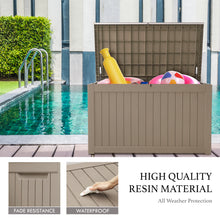 Load image into Gallery viewer, AJP Distributors 230 Gallon Outdoor Storage Box, Rain Waterproof Resin Deck Box, Lockable Large Storage Container for Patio Furniture, Cushions, Garden Tools, Sports Equipment and Pool Supplies Taupe
