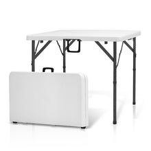 Load image into Gallery viewer, AJP Distributors 3 Foot Portable Plastic Square Folding Card Table 3FT 34&quot; Half Foldable Heavy Duty Top w/ Carry Handle - Indoor Outdoor Camping Picnic Party Wedding Dining Office Event Meeting White
