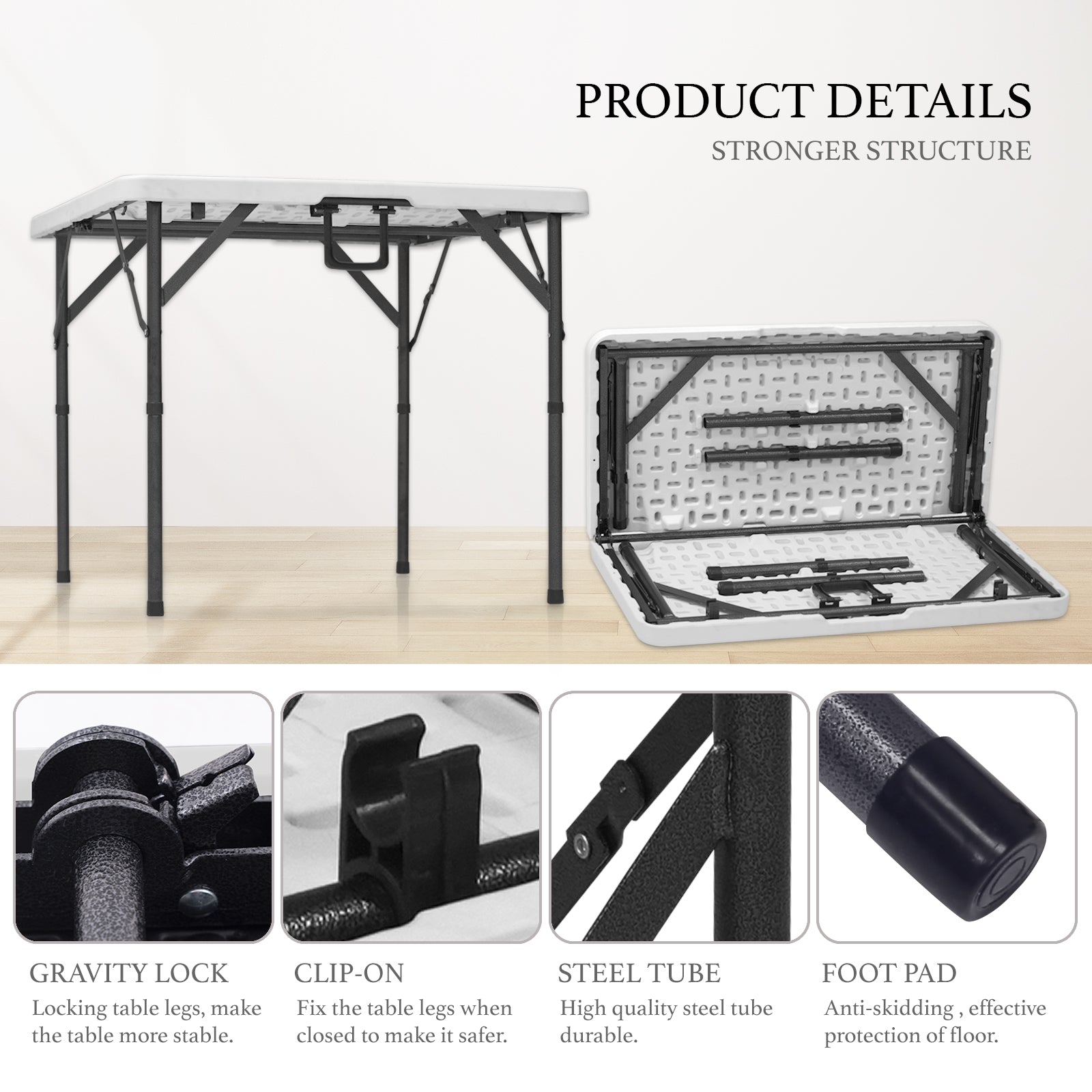 AJP Distributors 3 Foot Portable Plastic Square Folding Card Table 3FT, image size:1600x1600