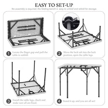 Load image into Gallery viewer, AJP Distributors 3 Foot Portable Plastic Square Folding Card Table 3FT 34&quot; Half Foldable Heavy Duty Top w/ Carry Handle - Indoor Outdoor Camping Picnic Party Wedding Dining Office Event Meeting White
