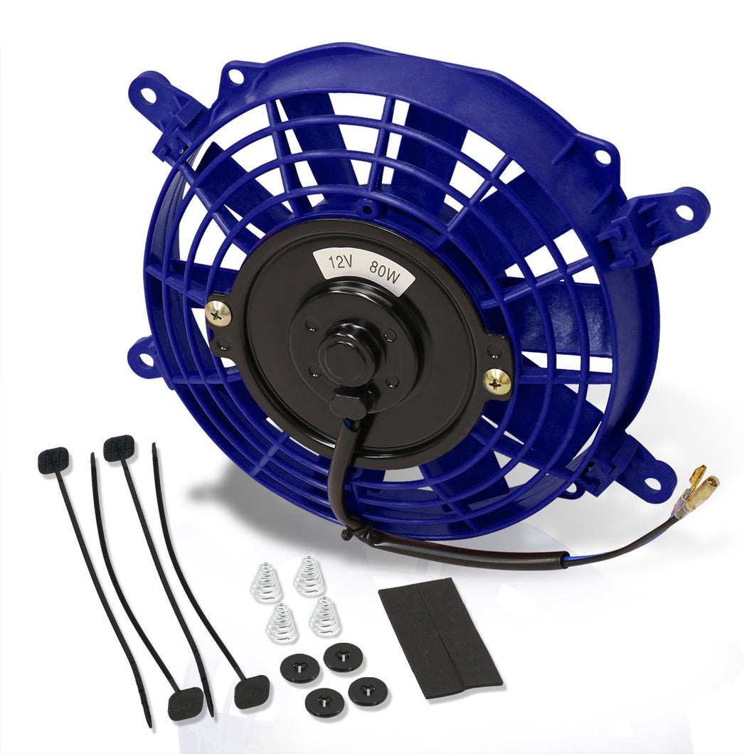 Speed Daddy 2x Universal Slim 7" Pull/Push Electric Radiator Cooling Fans - Blue W/Mounting Kit