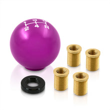 Load image into Gallery viewer, Universal 5 Speed M8 M10 M12 Ball Shift Knob Purple with White Lettering
