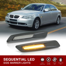 Load image into Gallery viewer, BMW 3 Series E60 E61 E82 E88 E90 E91 E92 E93 (Non-M3 Models) 2004-2010 Front Amber Sequential LED Side Marker Lights Clear Len + 3D Carbon Finishes (F10 Style)
