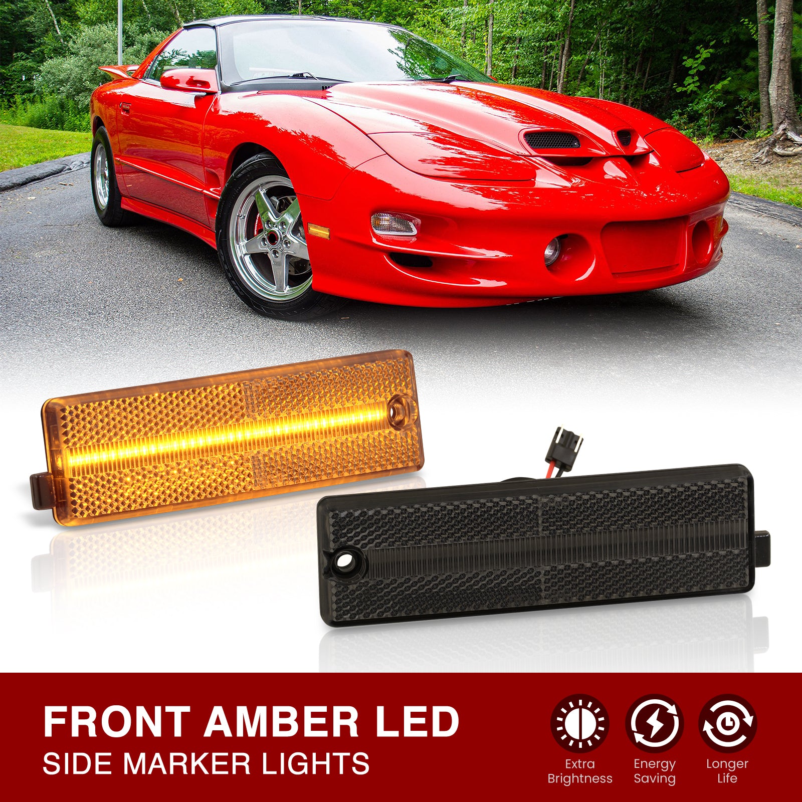 USR 98-02 Firebird Side Marker Lights - COMBO Smoke Front + Rear Bumper Sidemarkers Lamps Set (Left + Right) Compatible with 1998-2002 Pontiac Firebird (4 Pieces Smoked Lens, fits Trans Am USR 98-02 Firebird Side Marker Lights - COMBO Smoke Front + Rear Bumper Sidemarkers Lamps Set (Left + Right) Compatible with 1998-2002 Pontiac Firebird (4 Pieces Smoked Lens, fits Trans Am