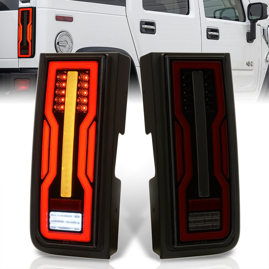 Hummer H2 2003-2009 LED Tail Lights Black Housing Smoke Len