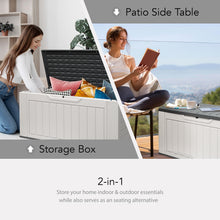 Load image into Gallery viewer, AJP Distributors 150 Gallon Outdoor Storage Box, Rain Waterproof Resin Deck Box, Lockable Large Storage Container for Patio Furniture, Cushions, Garden Tools, Sports Equipment and Pool Supplies White
