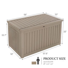 Load image into Gallery viewer, AJP Distributors 230 Gallon Outdoor Storage Box, Rain Waterproof Resin Deck Box, Lockable Large Storage Container for Patio Furniture, Cushions, Garden Tools, Sports Equipment and Pool Supplies Taupe
