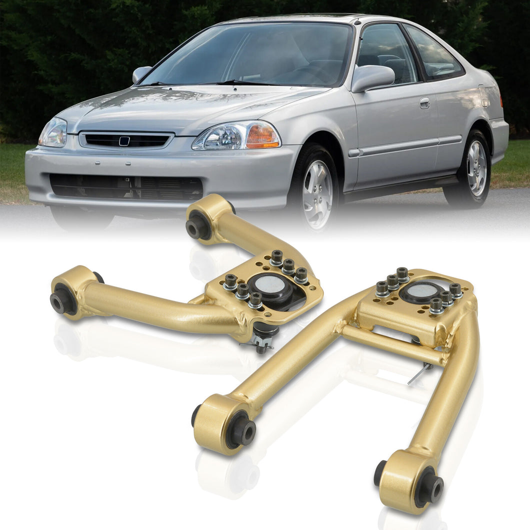 Honda Civic 1996-2000 Front Upper Tubular Control Arms Camber Kit Gold