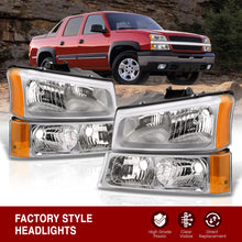 Load image into Gallery viewer, Chevrolet Silverado 2003-2006 Factory Style Headlights + Bumpers Chrome Housing Clear Len Amber Reflector
