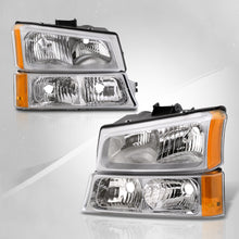Load image into Gallery viewer, Chevrolet Silverado 2003-2006 Factory Style Headlights + Bumpers Chrome Housing Clear Len Amber Reflector
