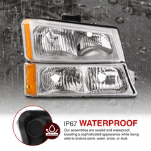 Load image into Gallery viewer, Chevrolet Silverado 2003-2006 Factory Style Headlights + Bumpers Chrome Housing Clear Len Amber Reflector
