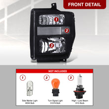 Load image into Gallery viewer, Ford F250 F350 F450 F550 Super Duty 2008-2010 Factory Style Headlights Black Housing Clear Len Clear Reflector
