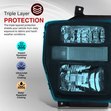Load image into Gallery viewer, Ford F250 F350 F450 F550 Super Duty 2008-2010 Factory Style Headlights Black Housing Clear Len Clear Reflector
