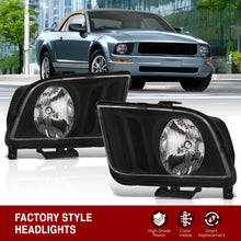 Load image into Gallery viewer, Ford Mustang 2005-2009 Factory Style Headlights Black Housing Clear Len Clear Reflector
