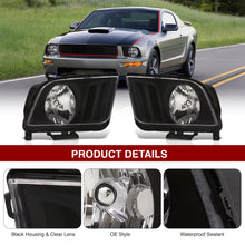 Load image into Gallery viewer, Ford Mustang 2005-2009 Factory Style Headlights Black Housing Clear Len Clear Reflector

