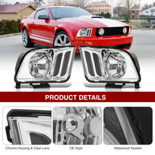 Load image into Gallery viewer, Ford Mustang 2005-2009 Factory Style Headlights Chrome Housing Clear Len Clear Reflector
