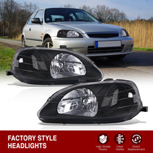 Load image into Gallery viewer, Honda Civic 1999-2000 Factory Style Headlights Black Housing Clear Len Clear Reflector
