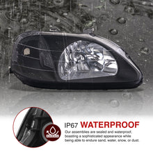 Load image into Gallery viewer, Honda Civic 1999-2000 Factory Style Headlights Black Housing Clear Len Clear Reflector
