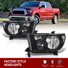 Load image into Gallery viewer, Toyota Tundra 2007-2013 / Sequoia 2008-2017 Factory Style Headlights Black Housing Clear Len Clear Reflector
