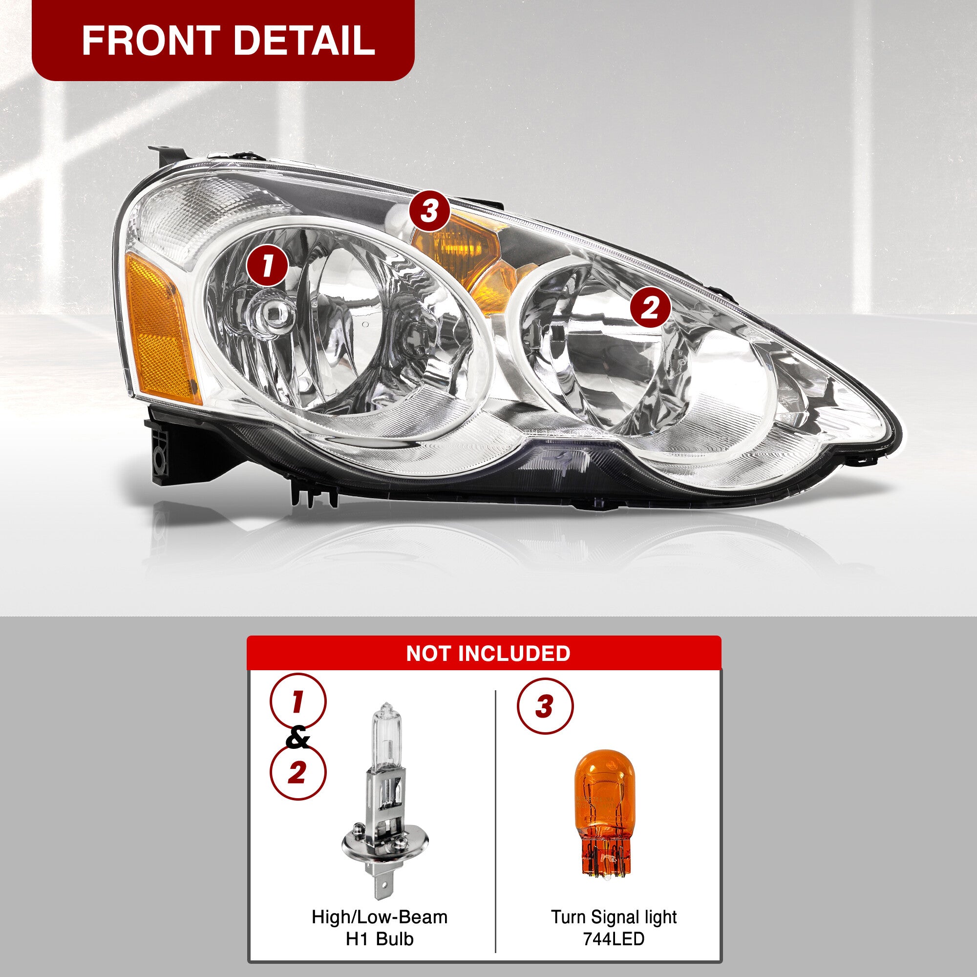 Acura RSX 2002-2004 Factory Style Headlights Chrome Housing Clear